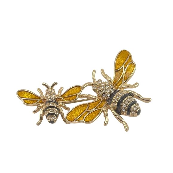 Vintage Napier Bee Brooch Pin With Rhinestone Accents and Enamel Wings - Picture 5 of 8